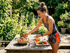 Woman preparing meal after fasting window