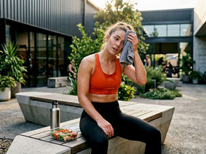 Athlete after workout in locker room