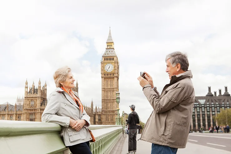 Couple taking a picture of their travel