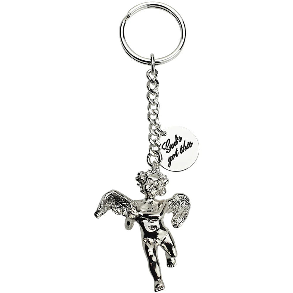 Kirks Folly God's Got This Cupid Keychain Charmer sterling silvertone