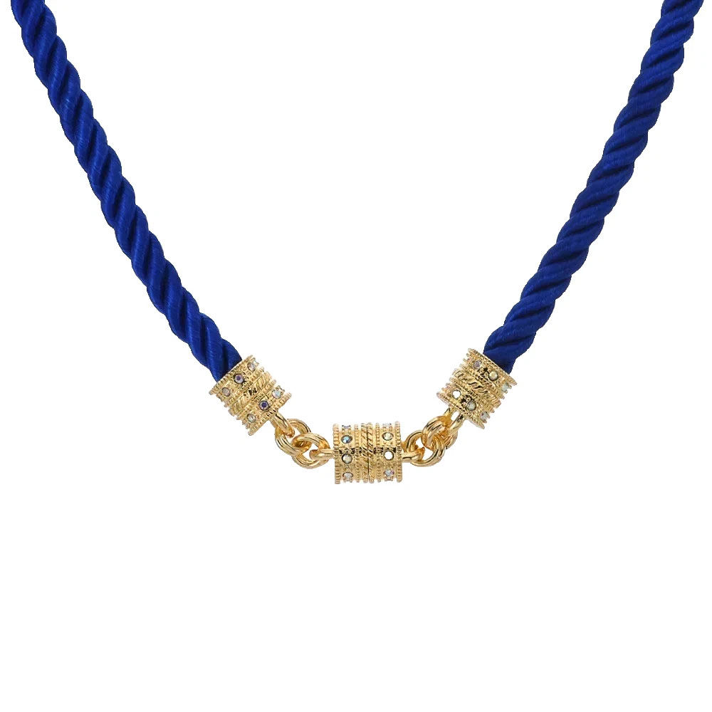 Kirks Folly Mystic Cord 17" Magnetic Interchangeable Necklace goldtone navy