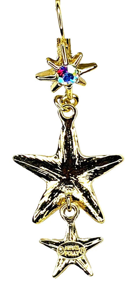 Thumbnail: Kirks Folly Starlight Crystal Dangle Leverback Earrings goldtone