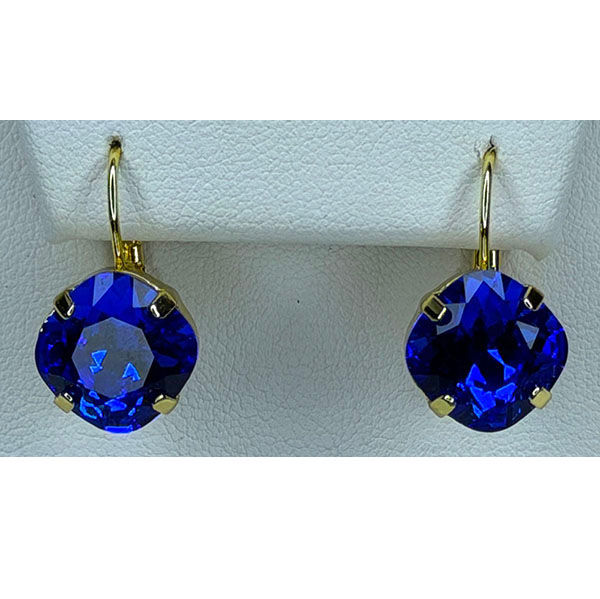 Kirks Folly Cushion Cut 12mm Leverback Earrings - mystic blue / goldtone
