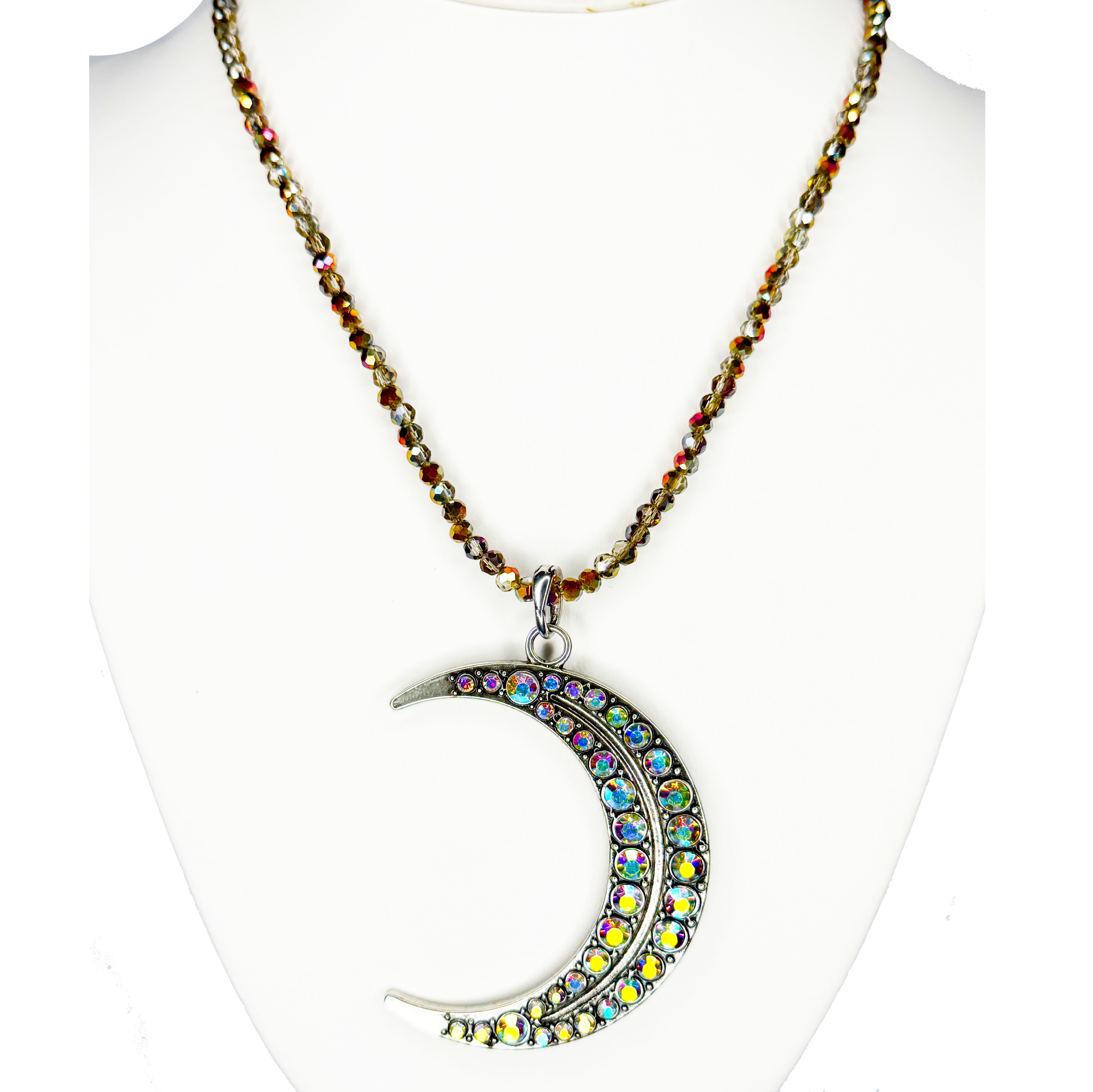 Kirks Folly Sisters of the Moon Open Ring Charm w 18" Necklace mystic iridis/St