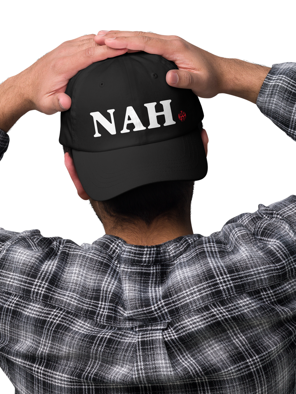 Man wearing NAH NO CAN hat