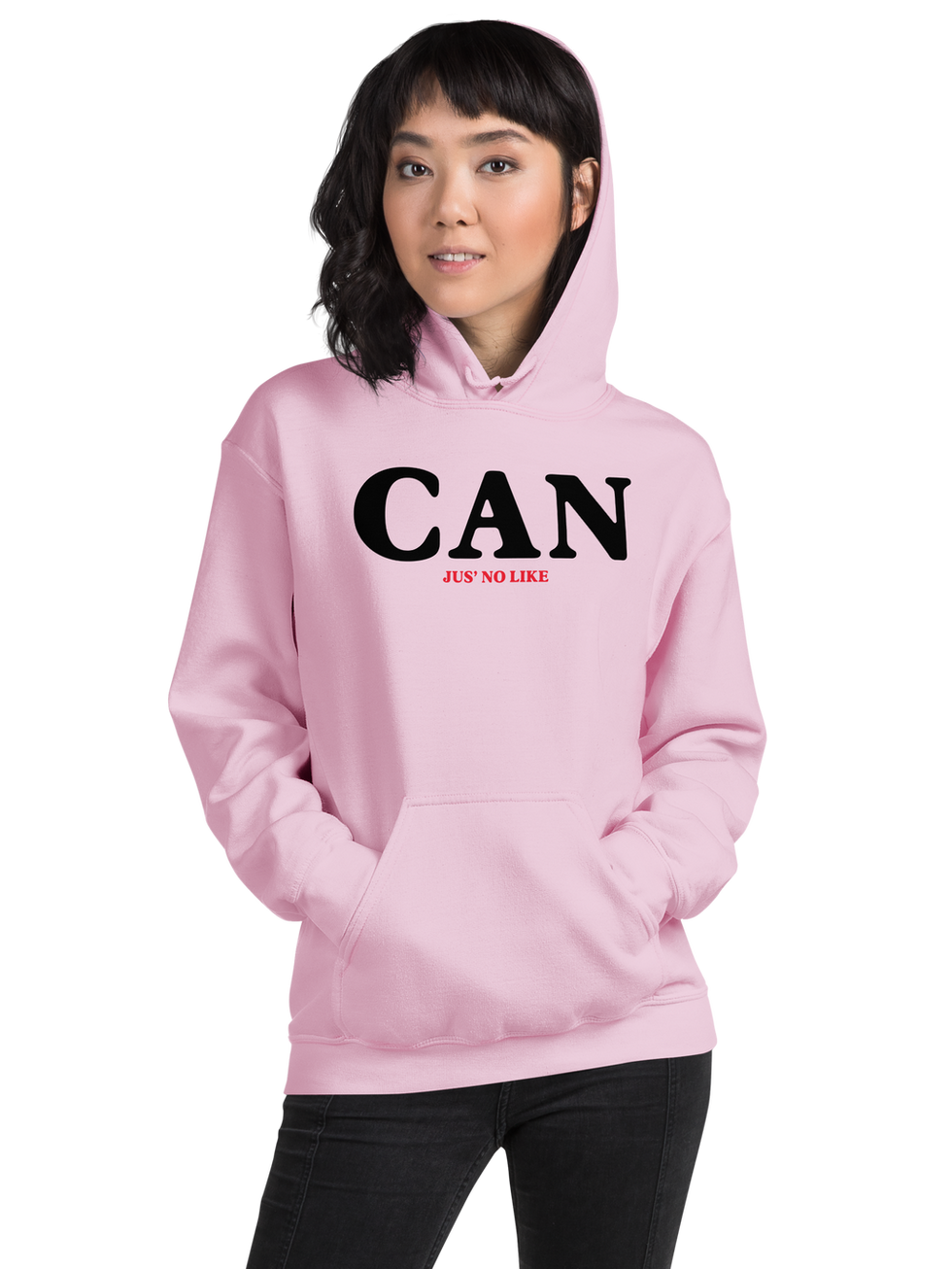 Woman in pink CAN hoodie