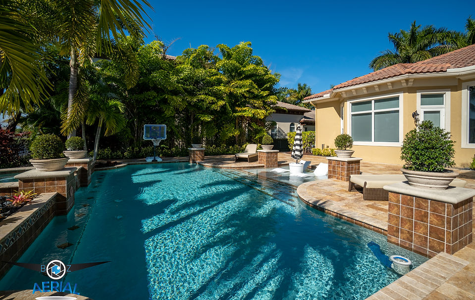 Shot Pool side landscaping palm trees spa photography