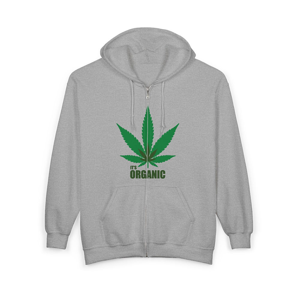 Thumbnail: Unisex Zip Hoodie 'Organic Weed Leaf' for Casual Comfort 
