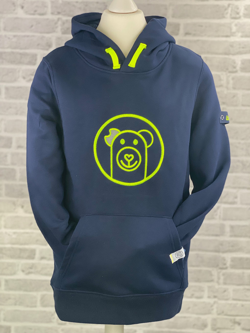 Miniaturbild: BUDDY HOODY Dunkelblau, Buddies Smile neongelb