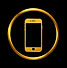 simple circular icon in dark gold with a