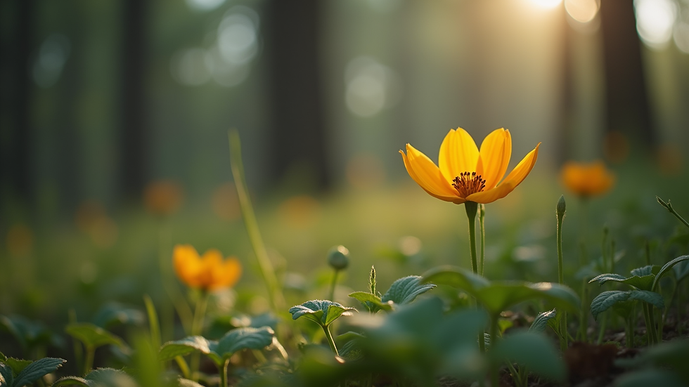 Close-up view of a rare flower blooming in a forest clearing