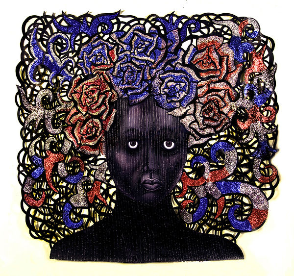 American Girl 2019  120 h x 120  w acrylic painted cut paper  glitter  2019.jpg