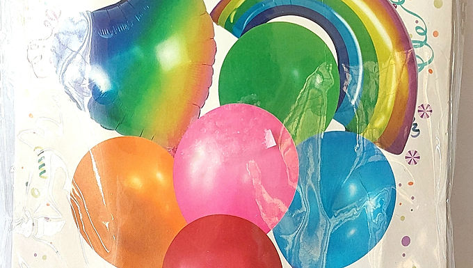 Rainbow and Rainbow Heart Foil Balloons 5 multicolor 10" Balloons set