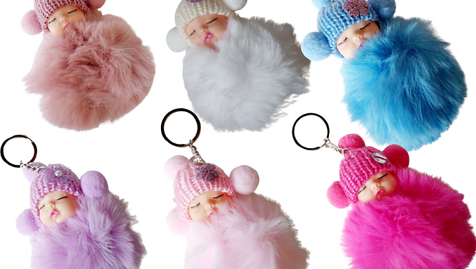 Super cute Fluffy Furry sleeping doll Keychain/KeyRing