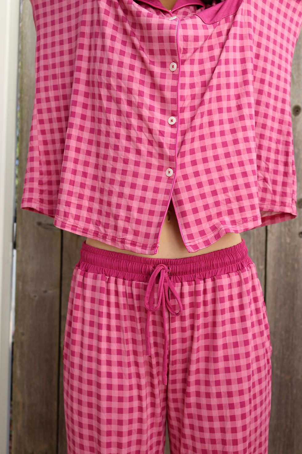 Thumbnail: Raspberry Gingham Pajama Set