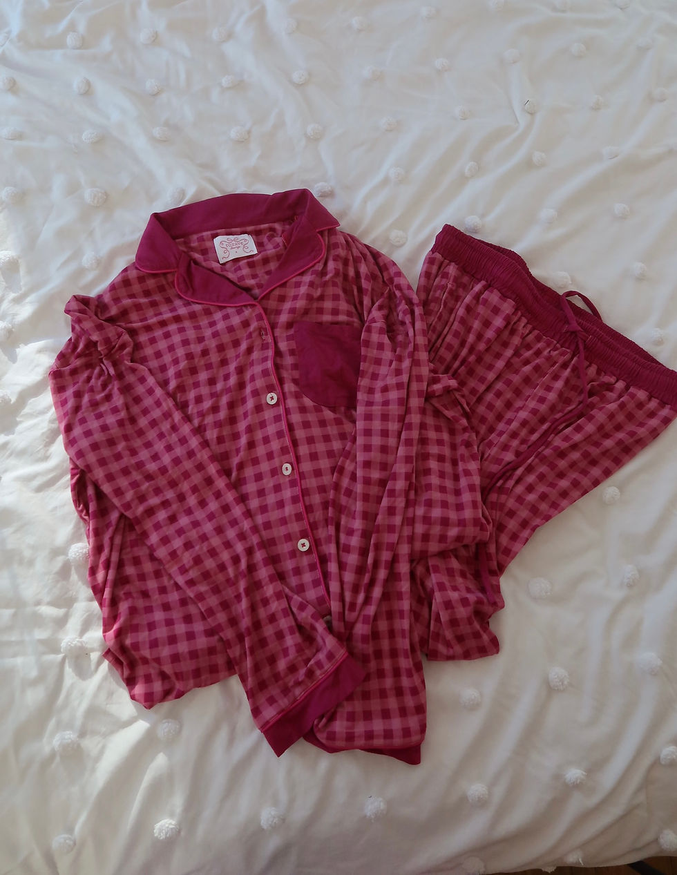 Thumbnail: Raspberry Gingham Pajama Set