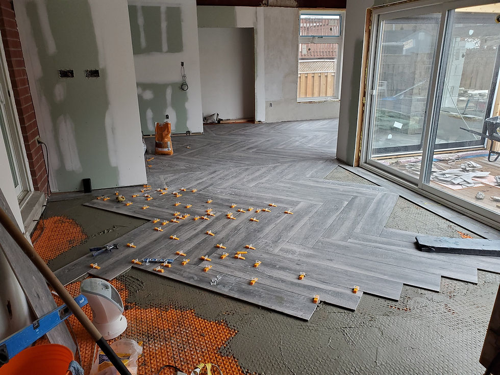 EBH Home Design - Herringbone Pattern Tiles - Bolton Ontario Canada