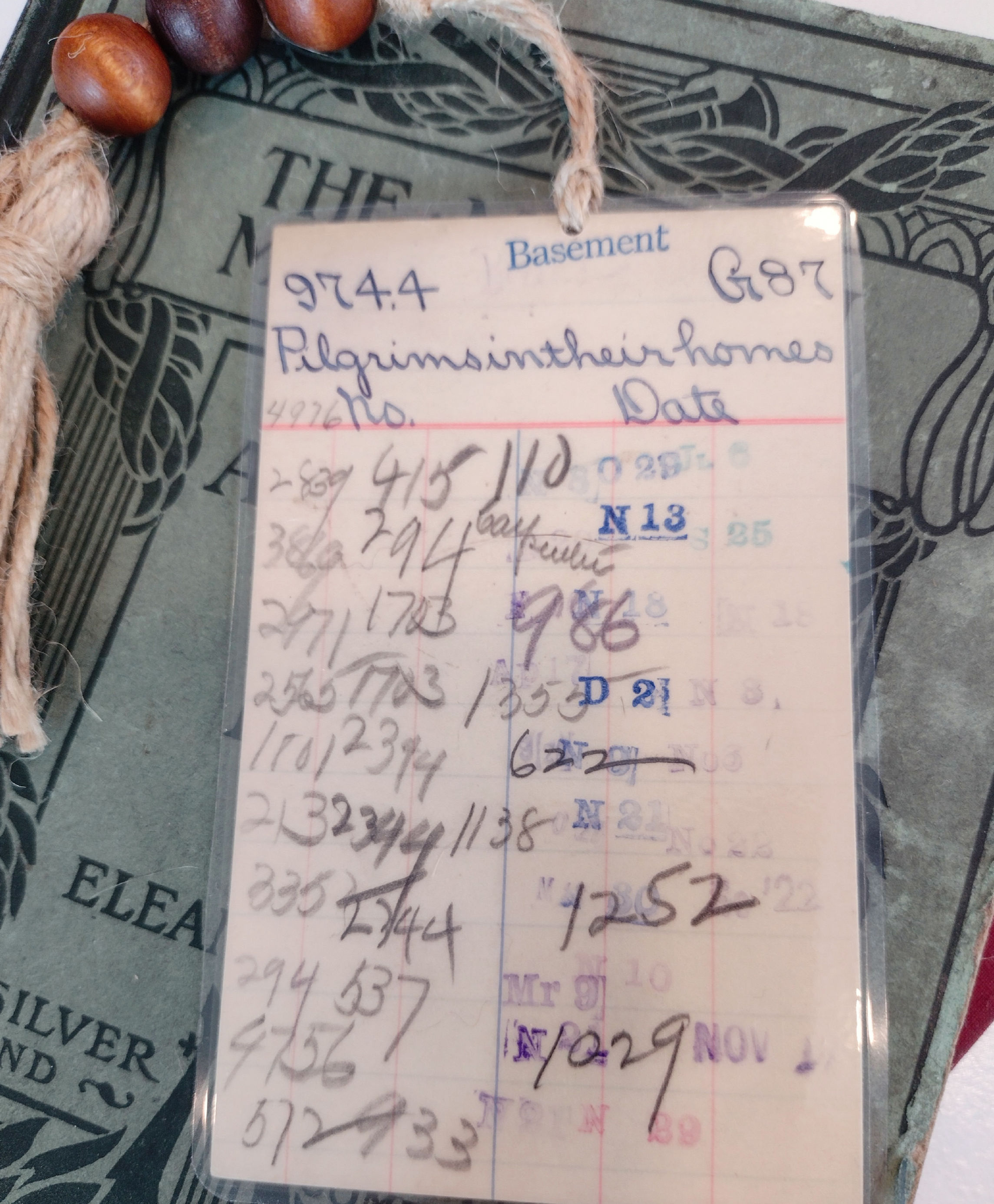 vintage laminated library card bookmark