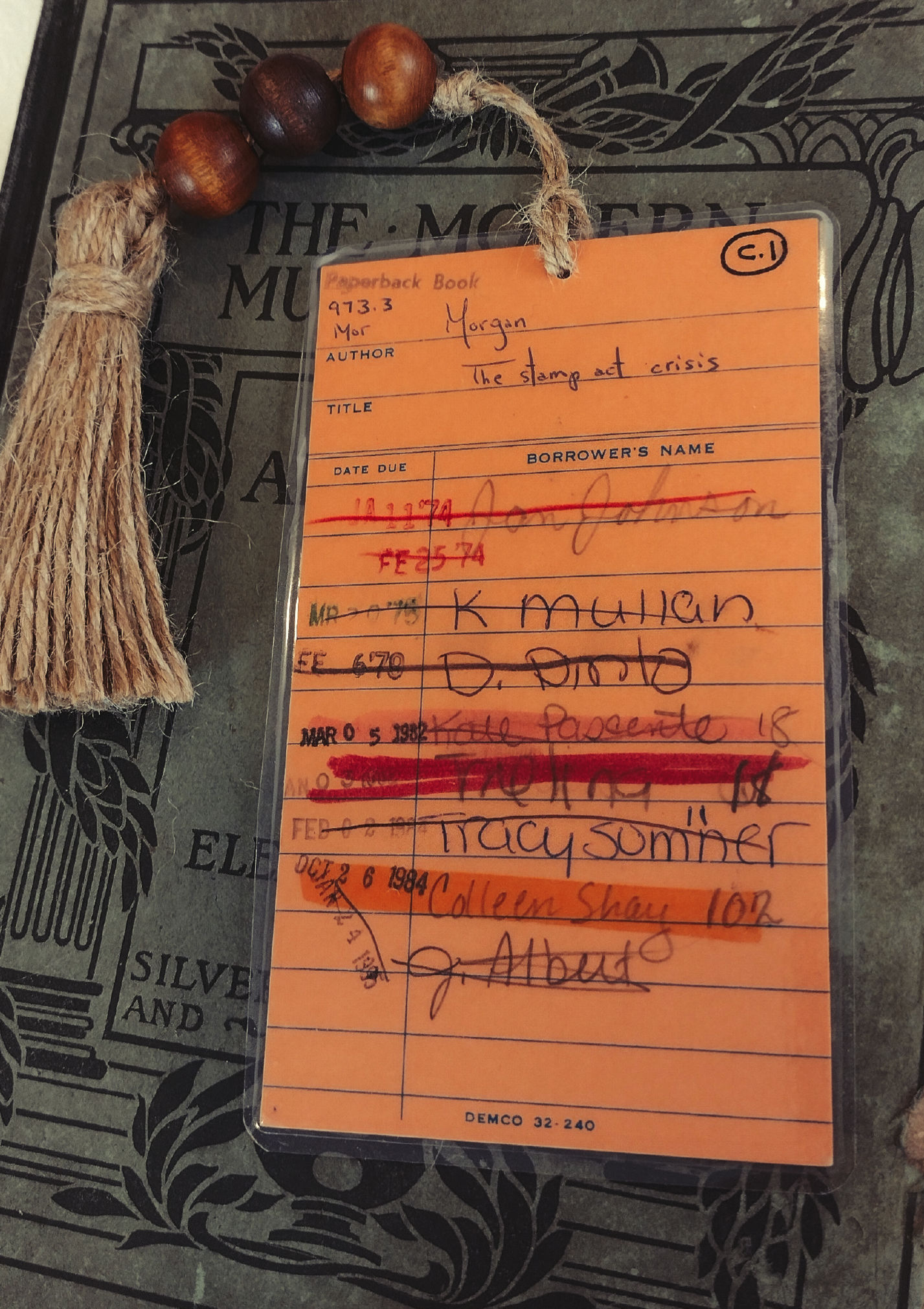 vintage laminated library card bookmark 1974