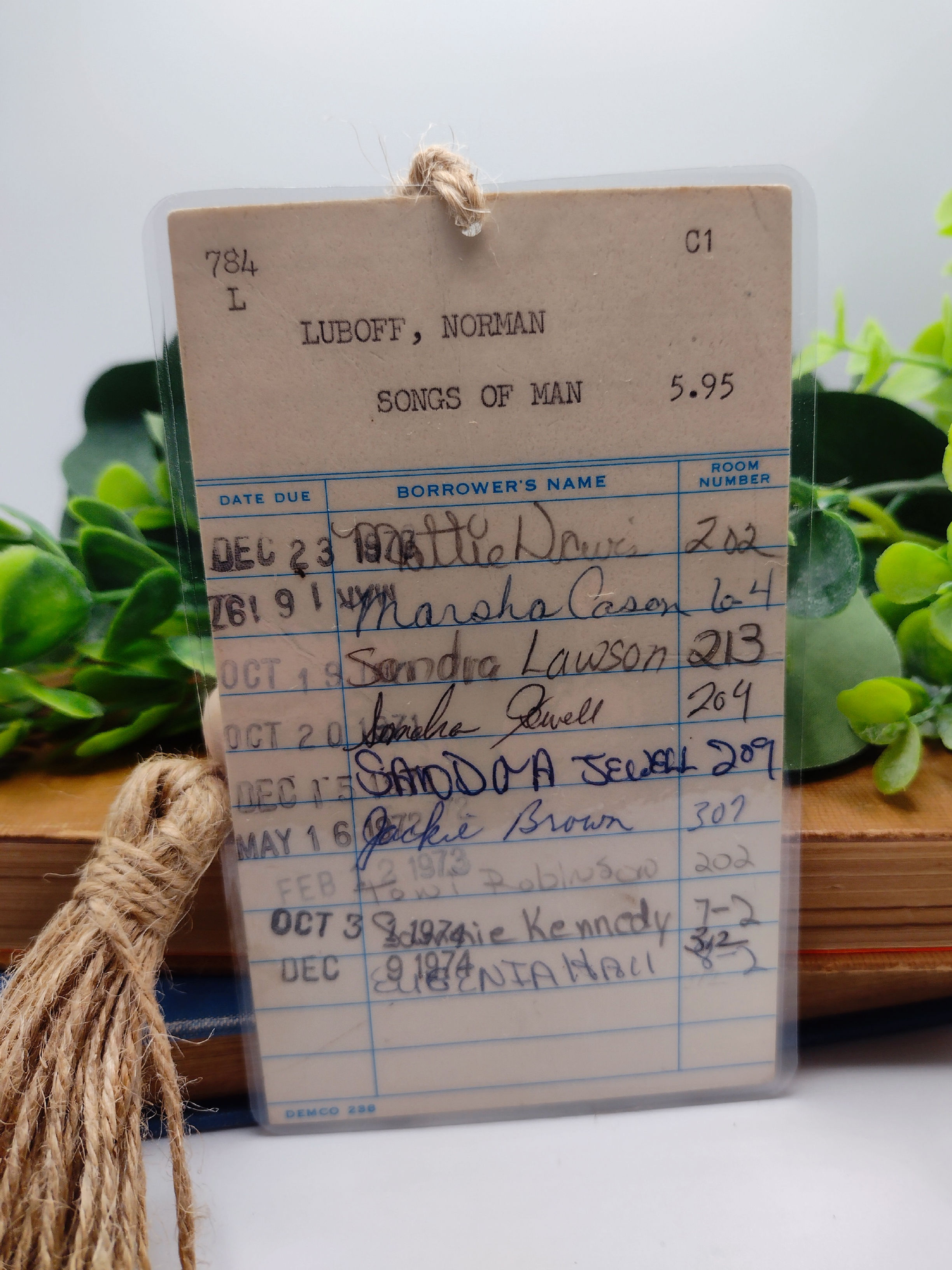 Vintage Laminated Library Card Bookmark 1970