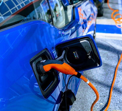 Blue Electric Car Charging