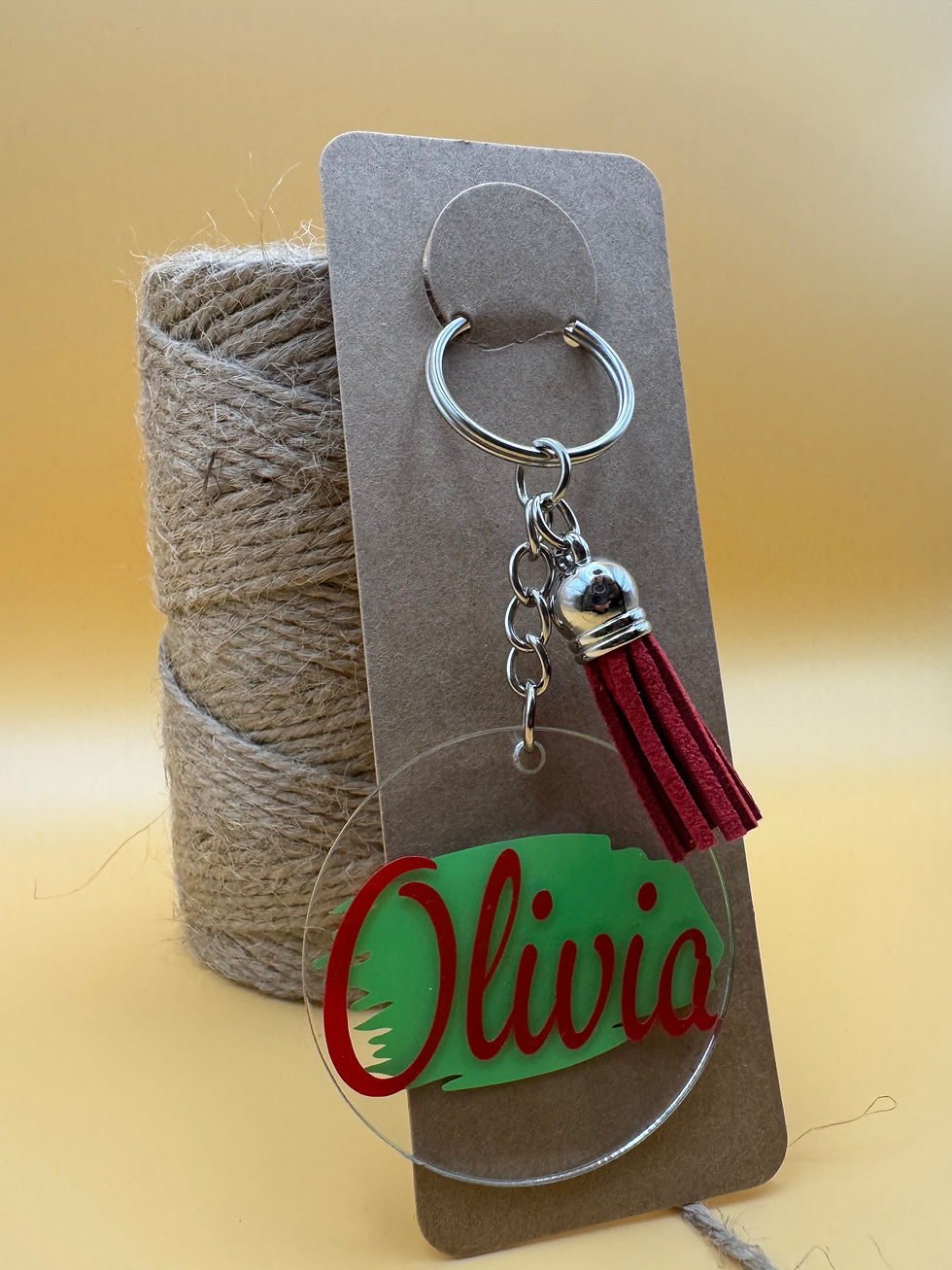 Thumbnail: Personalised Round Acrylic Name Keychain with Tassel – Custom Gift