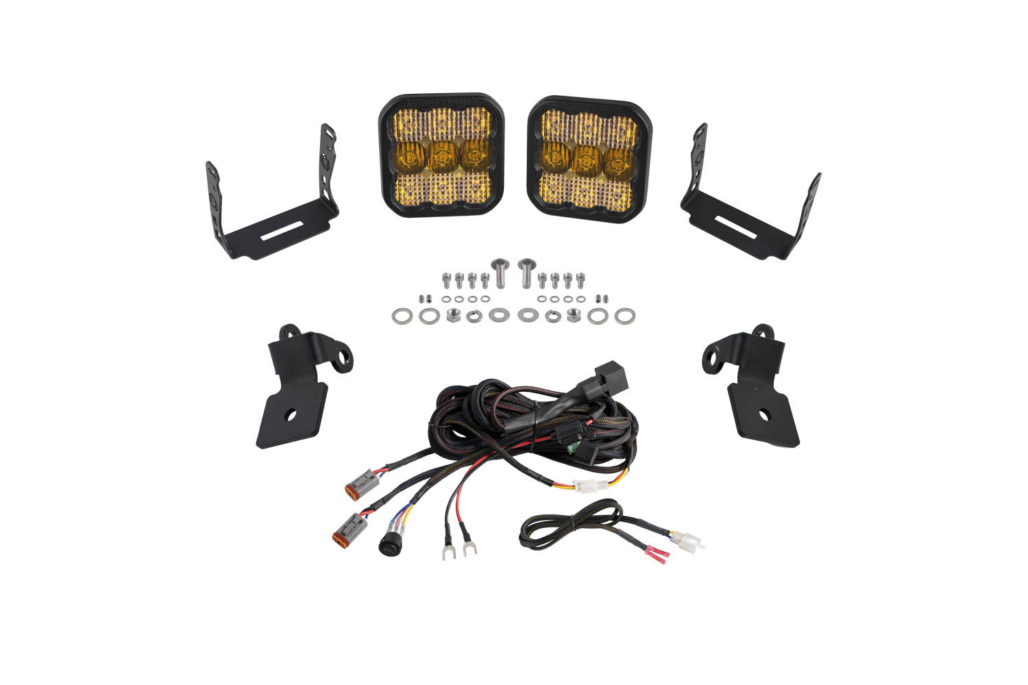 Diode Dynamics - Polaris RZR A-Pillar LED Pod Kit, SS5 Pro Yellow Combo