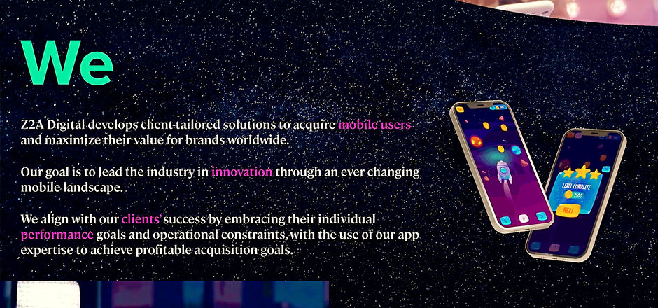 A screenshot showing copywriting and two mobile phone images. 