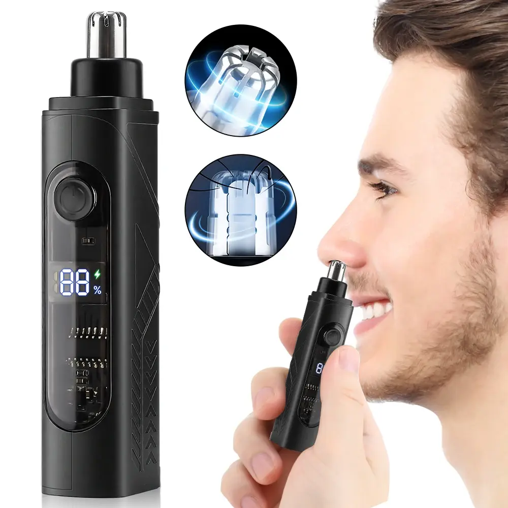 Electric Nose Hair Trimmer Rechargeable Painless 360° Blade Ear Clipper Type-C
