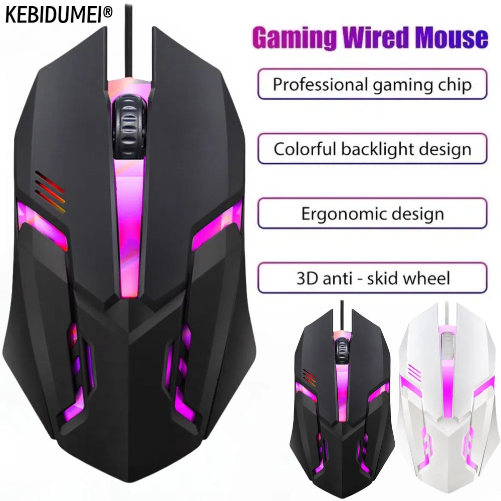 USB Wired Gaming Mouse 5000 DPI 3 Buttons Silent Mause Backlit Professional Game