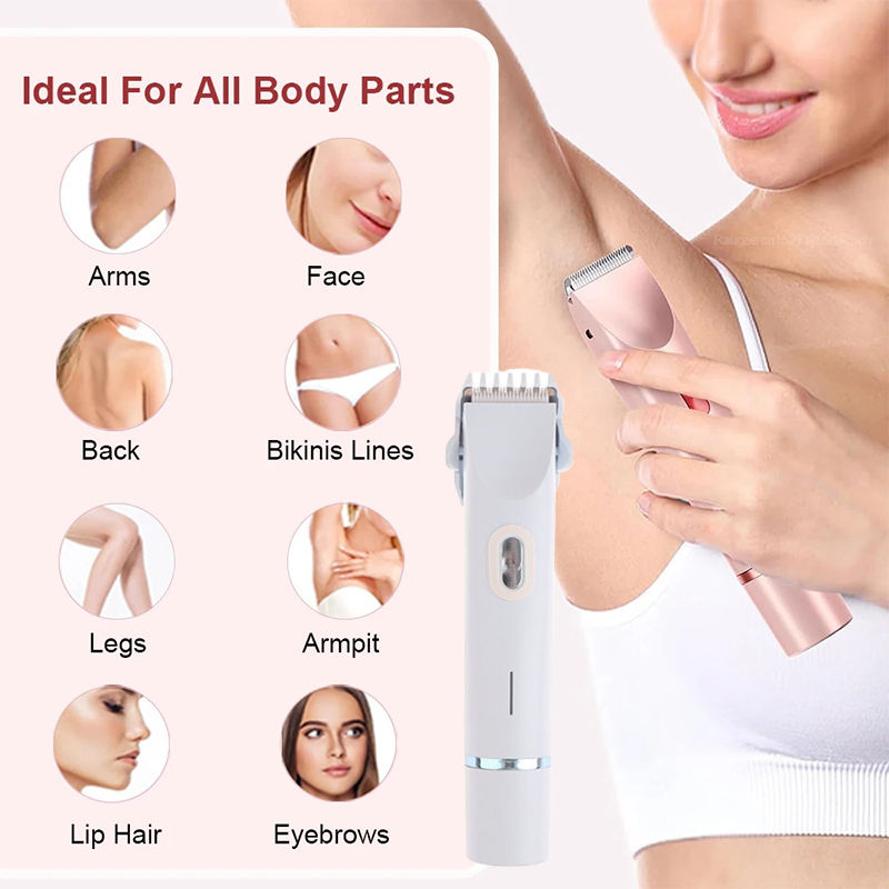 Thumbnail: Women Electric Razors 2 In 1 Dual-Head Painless Bikini Trimmer Wet Dry Use For L
