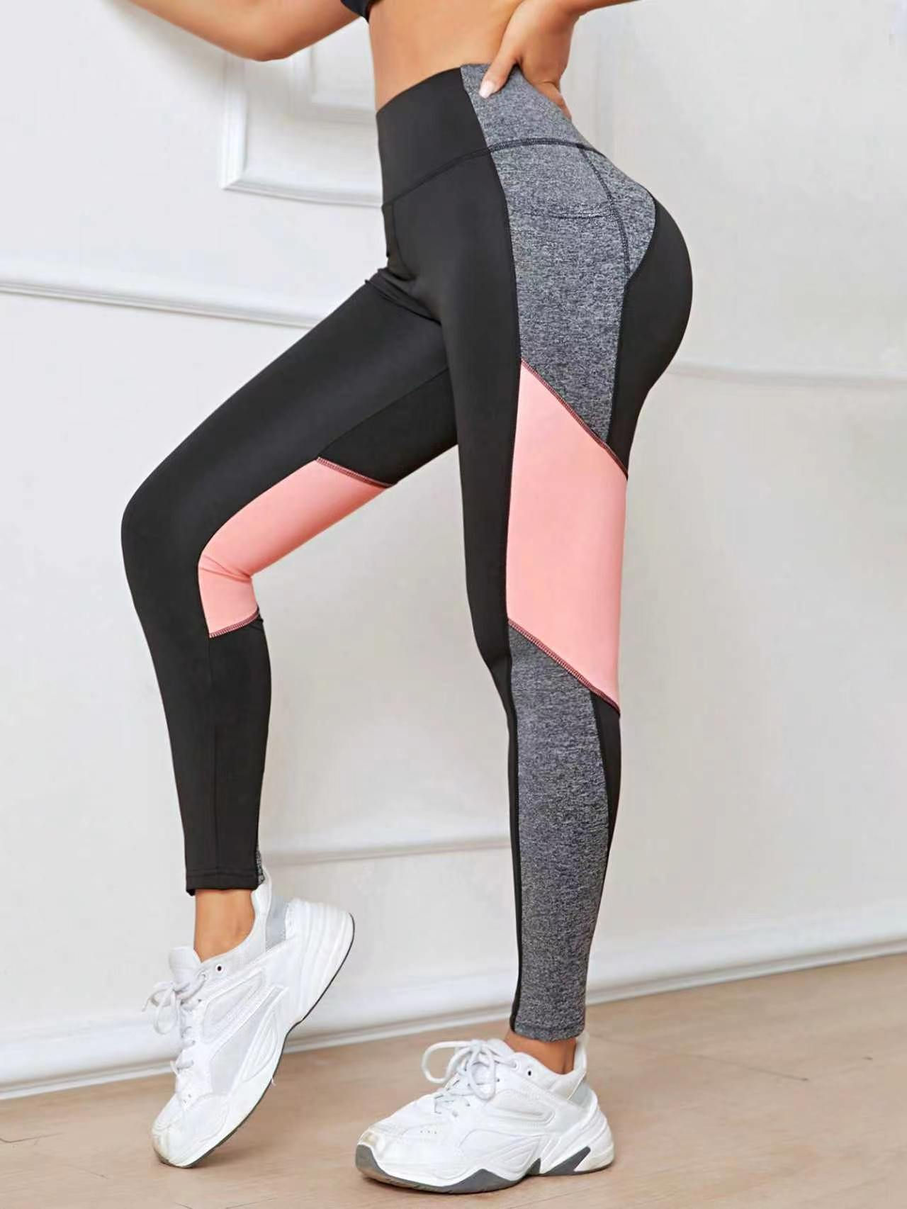 Calça Yoga Feminina Fitness Bicolor com Bolsos Multiuso Academia
