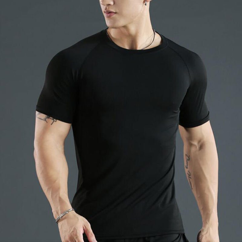 Men Compression Running T Shirt Fitness Tight Short Sleeve Tshirt Training Joggi