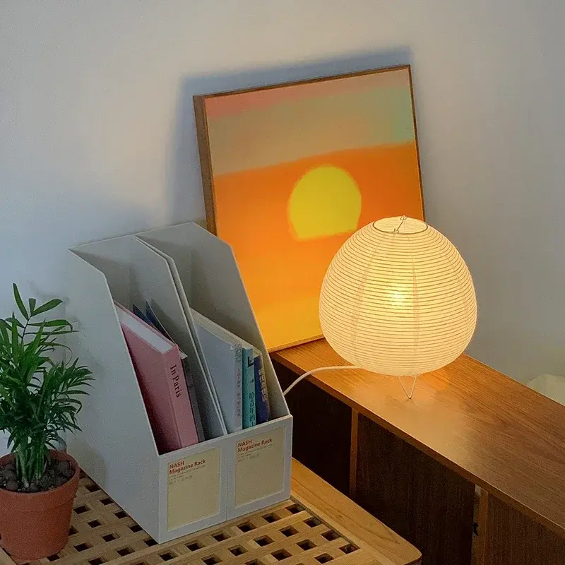 Japanese Lantern Led Table Lamp Living Room Bedroom Bedside Rice Paper Lights St