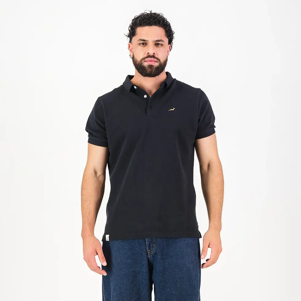 Thumbnail: Old School Springboks Metal Rivet SS Polo - Black