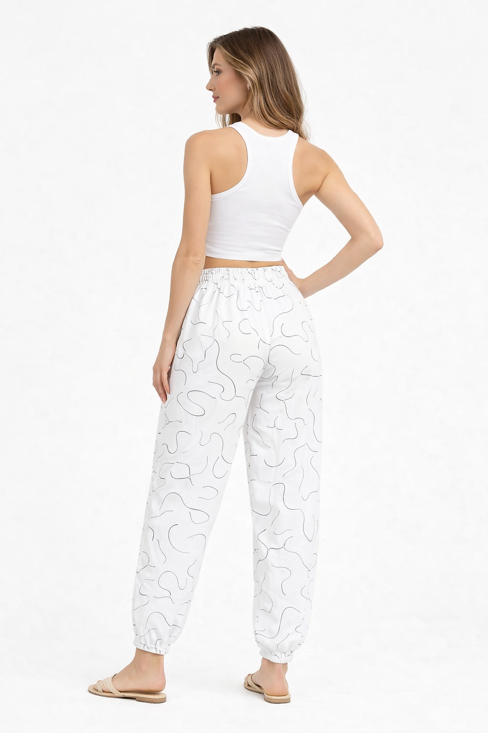 Thumbnail: Indoblu - Relaxed Pants - White/Black