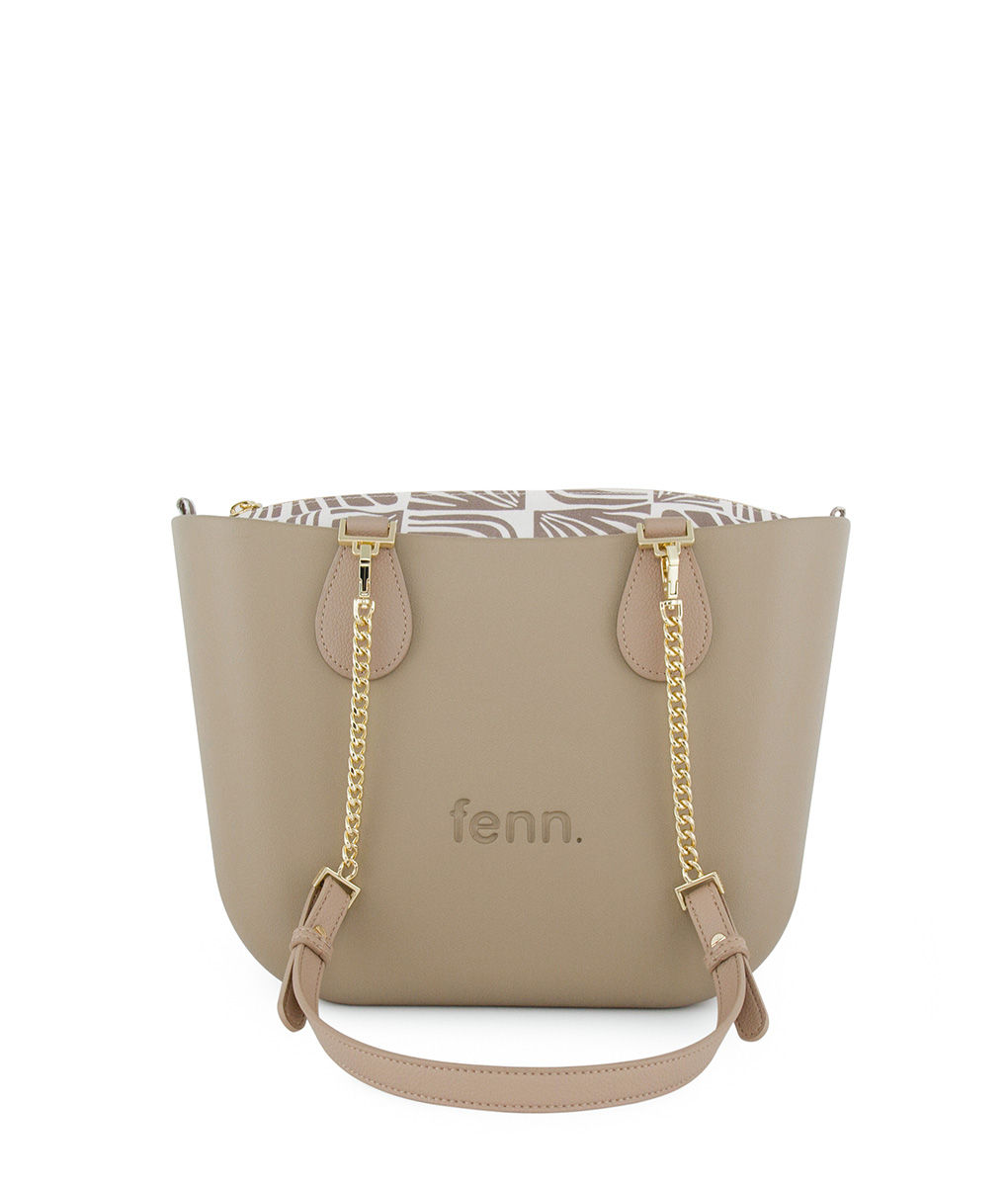 Petite – Stone – Pattern Inner – Gold Zip – Light Stone/ Gold Chain Han