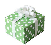 Create a gift boxes with the green color code 93C47D and white polka dots _edited.jpg