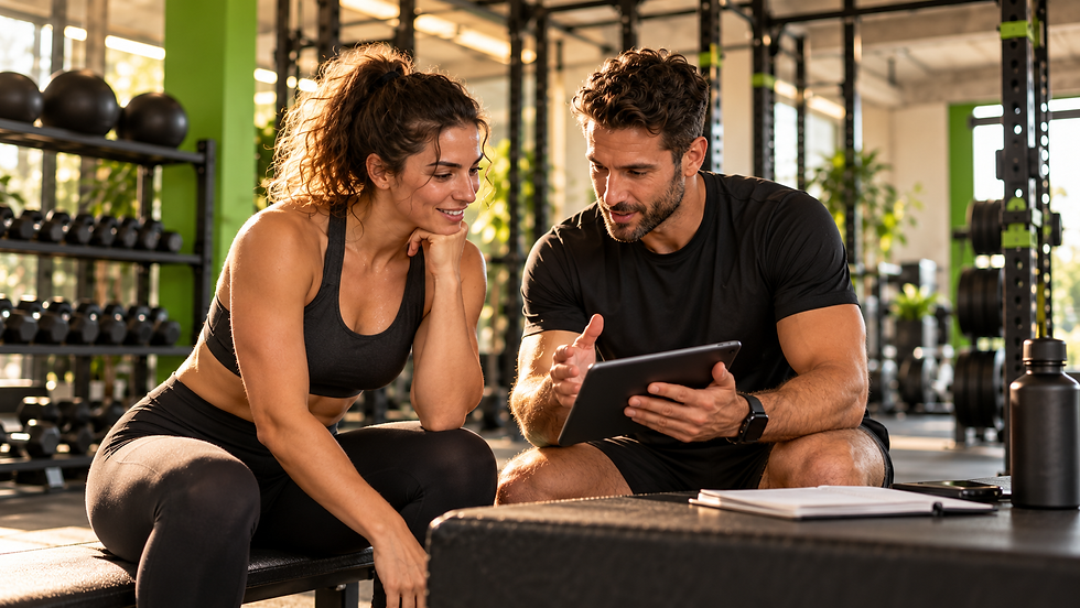 Trainer e cliente ReActive durante una consulenza tecnica sul programma di allenamento