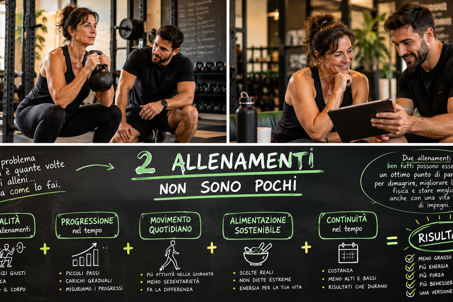 Infografica ReActive: due allenamenti non sono pochi se inseriti in una strategia completa