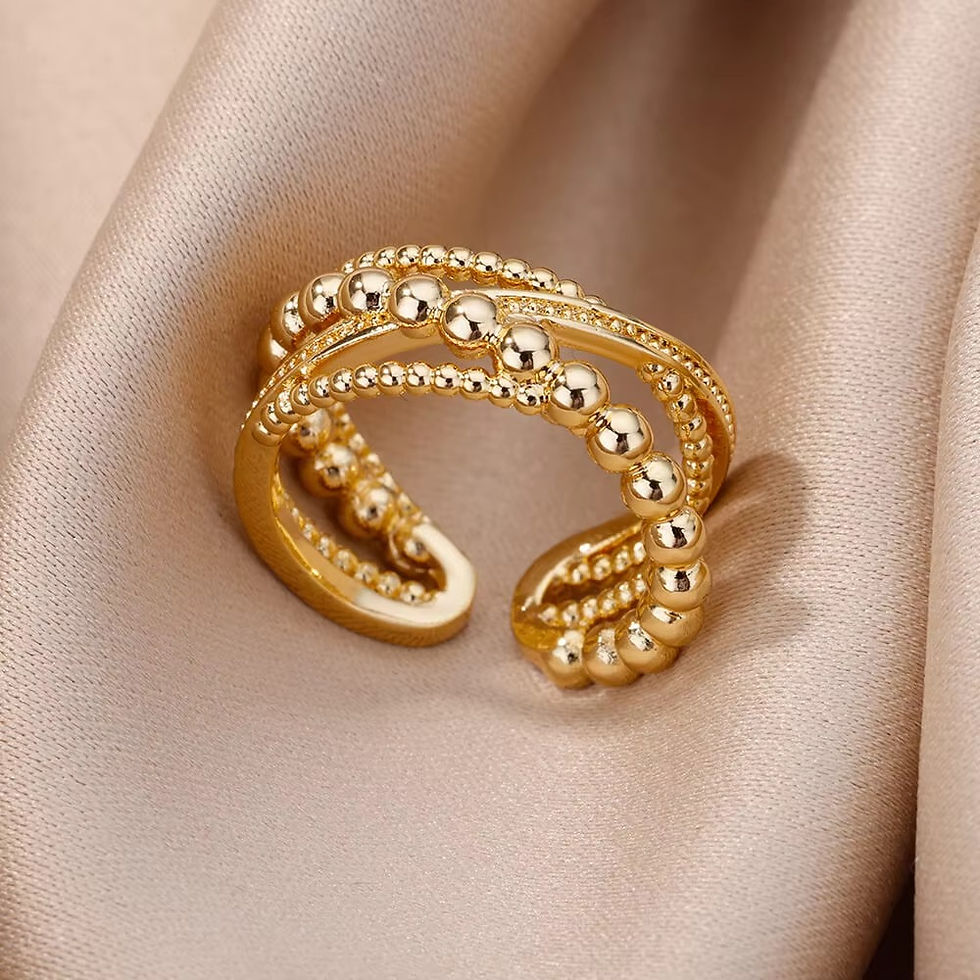 Thumbnail: Zircon Geometric Rings For Women Gold Color Stainless Steel Opening Ring Luxury 
