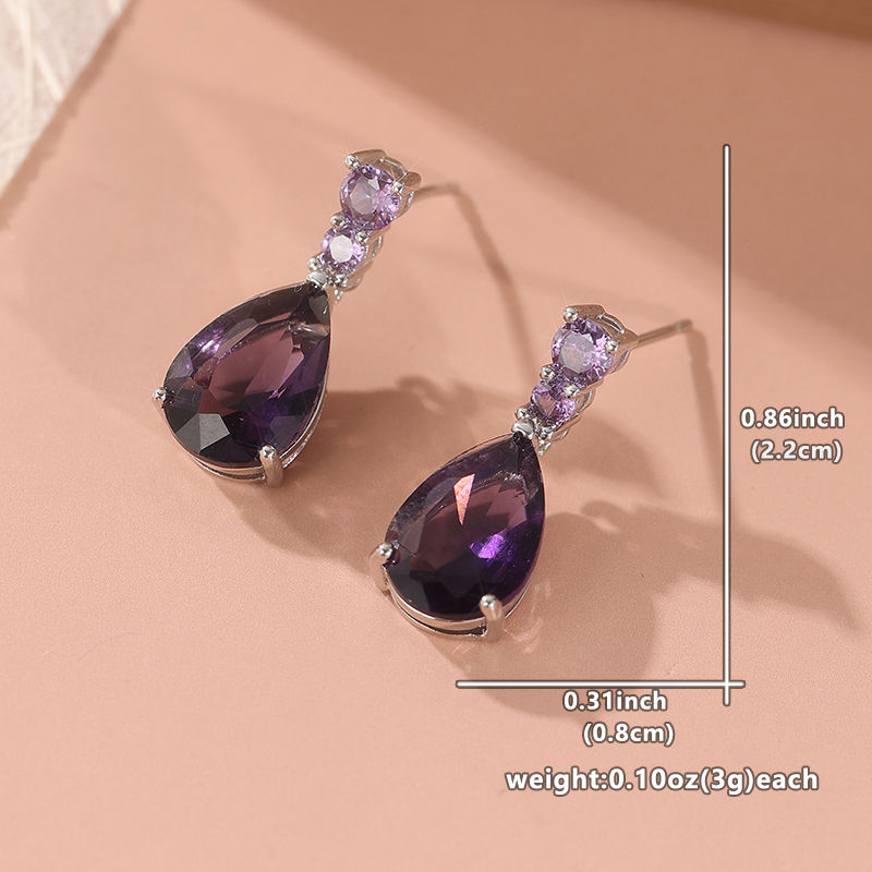 Thumbnail: Gorgeous AAA Cubic Zirconia Water Drop Charm Women Drop Earring Wedding Band Jew
