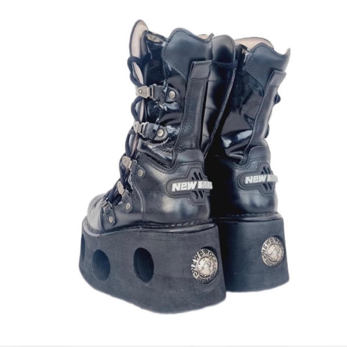 靴 00s vintage new rock 26.0 NEWROCK 25cm 旧型希少モデルレザー ストラップ付き厚底スニーカー
