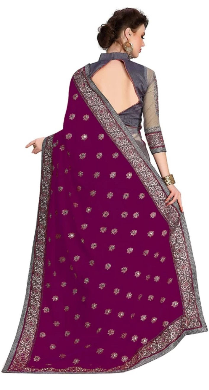 Thumbnail: b bella creation Embellished Bollywood Net Saree

(Maroon, Grey)