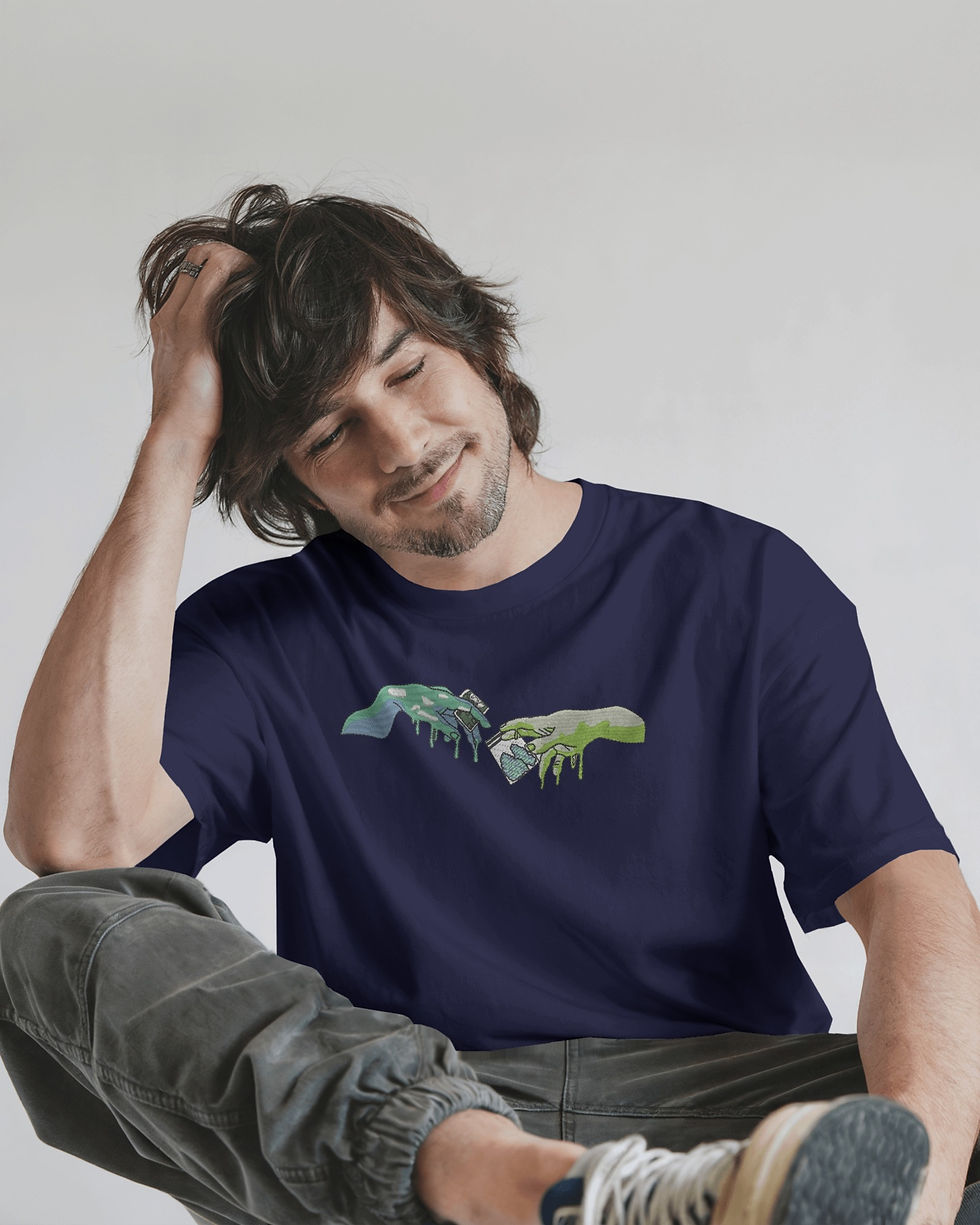 Thumbnail: ESL embroidery premium printing slim fit tshirt 