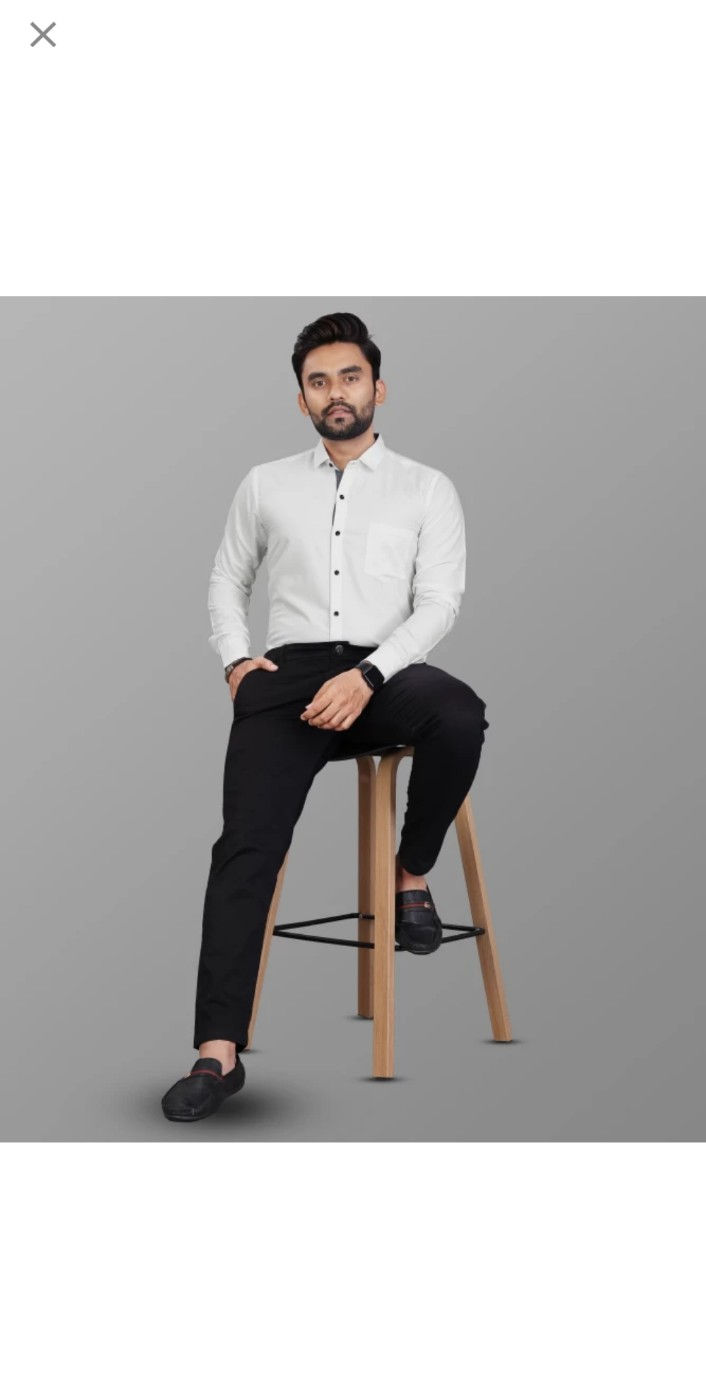 Thumbnail: men regular Fit solid spread collar casual shirt