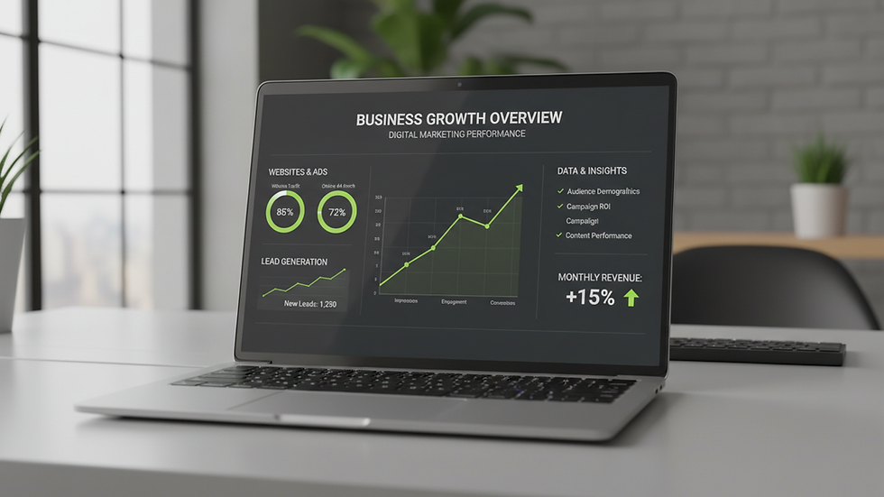 Eye-level view of a laptop screen showing social media analytics