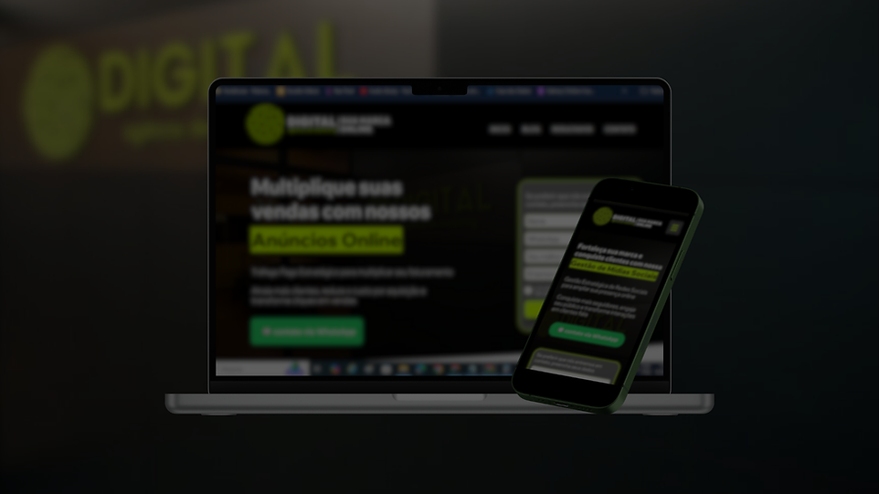 Exemplo de site responsivo criado pela Digital Agência: mockup em desktop e mobile