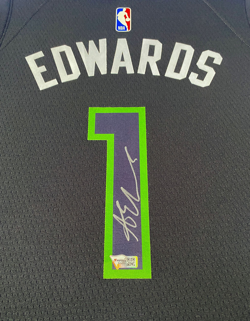 Thumbnail: Anthony Edwards Autographed Timberwolves Framed Jersey w/LED Lights