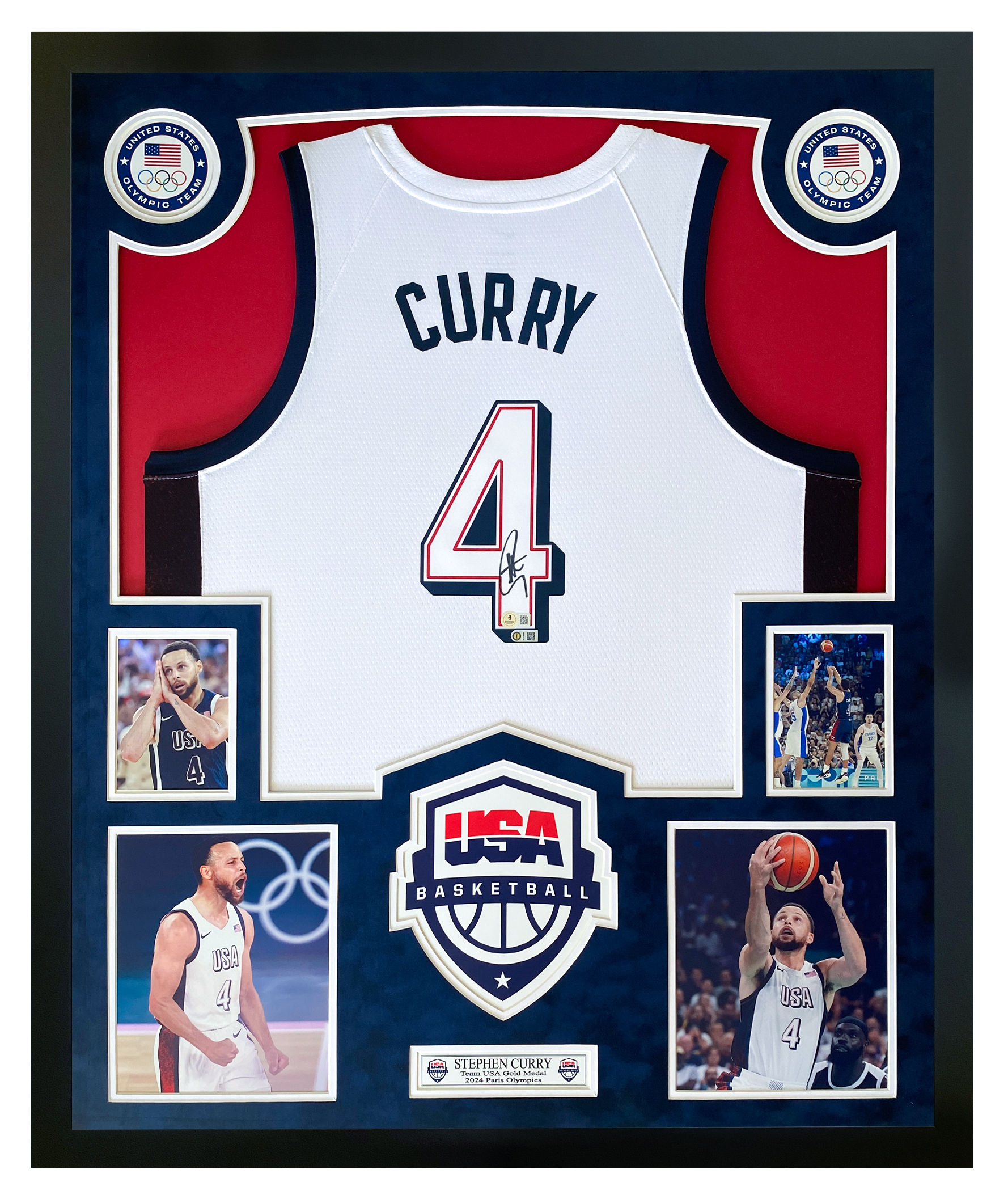 Stephen Curry Autographed Team USA Custom Framed Authentic Jersey Beckett